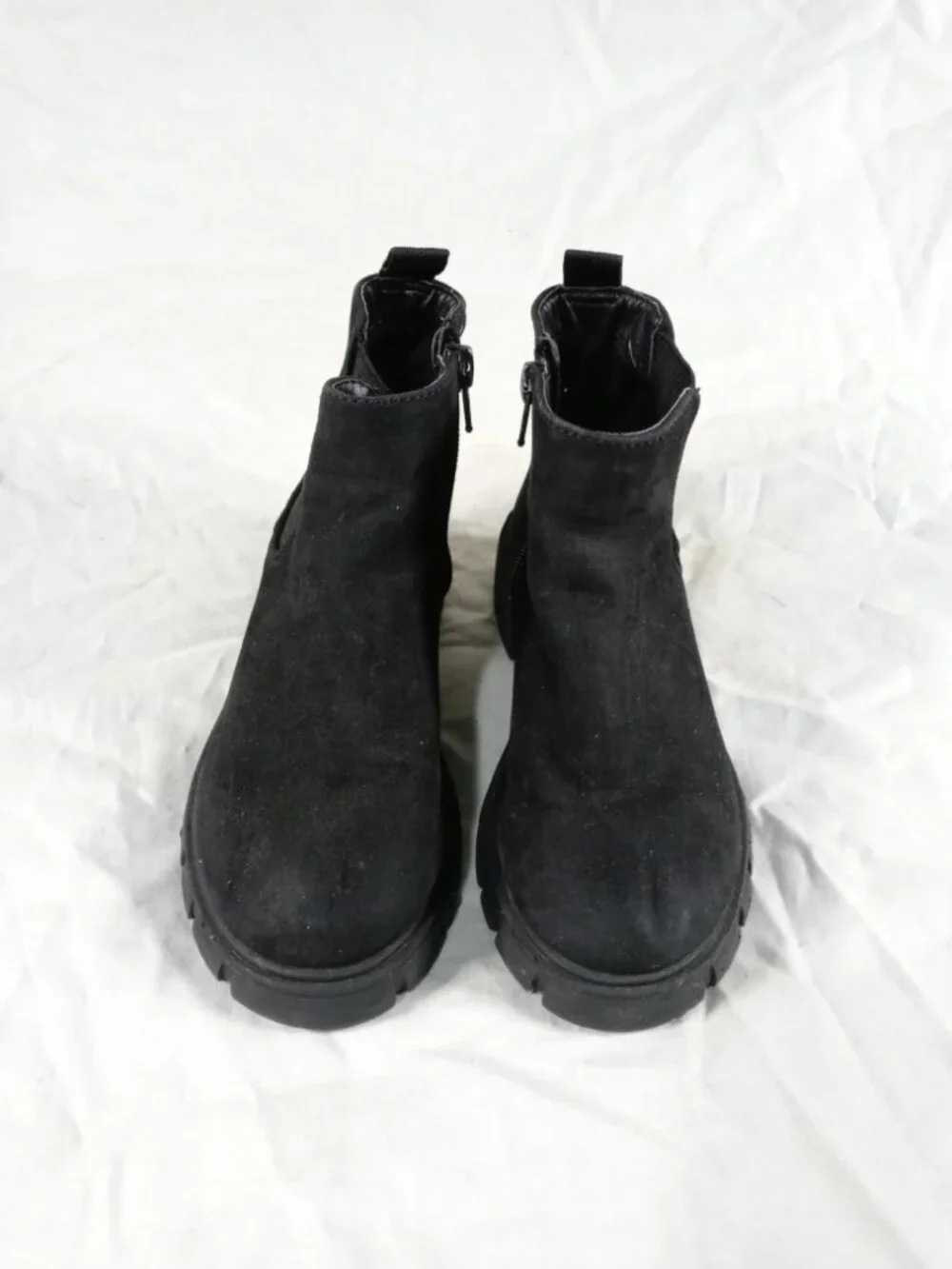Wonder Nation Girls Black Suede Chelsea Ankle Kids Boots Size 13 in Good Cond